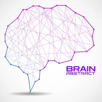 Polygonal abstract brain with connected lines. Vector illustration Illustrazione stock