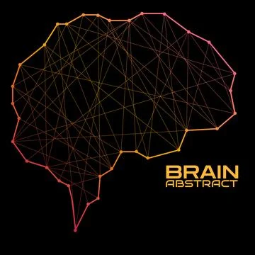 Polygonal abstract brain with connected lines. Vector illustration Stock Illustration