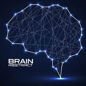 Polygonal abstract brain with connected lines. Vector illustration Illustrazione stock