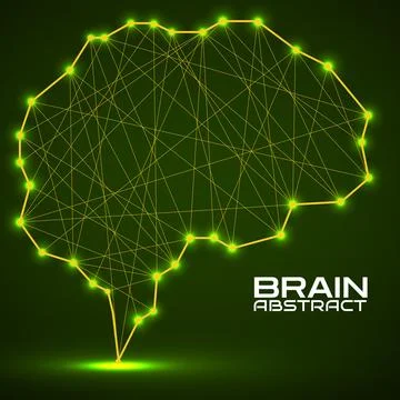 Polygonal abstract brain with connected lines. Vector illustration Illustrazione stock