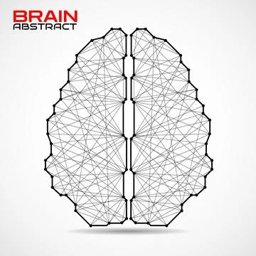 Polygonal abstract brain with connected lines. Vector illustration Stock Illustration