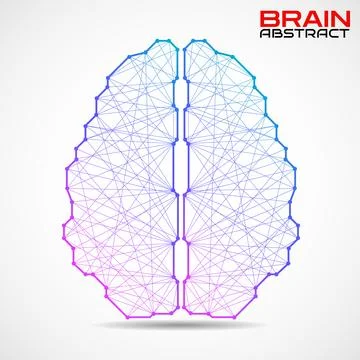 Polygonal abstract brain with connected lines. Vector illustration Stock Illustration