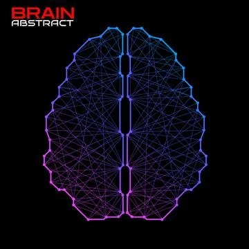 Polygonal abstract brain with connected lines. Vector illustration Stock Illustration