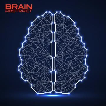 Polygonal abstract brain with connected lines. Vector illustration Stock Illustration