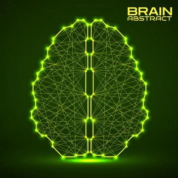 Polygonal abstract brain with connected lines. Vector illustration Stock Illustration