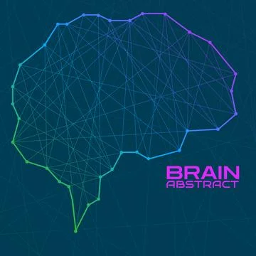 Polygonal abstract brain with connected lines. Vector illustration Stock Illustration