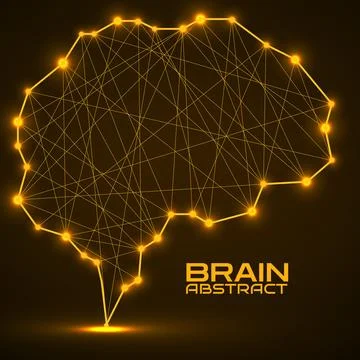 Polygonal abstract brain with connected lines. Vector illustration Stock Illustration
