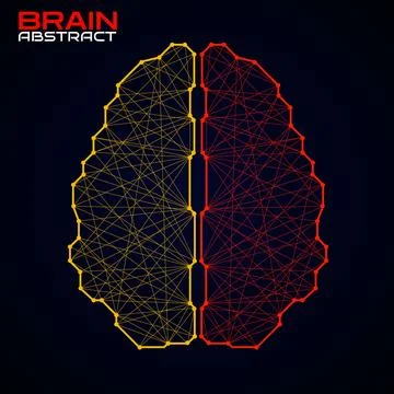 Polygonal abstract brain with connected lines. Vector illustration Stock Illustration