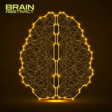 Polygonal abstract brain with connected lines. Vector illustration Stock Illustration