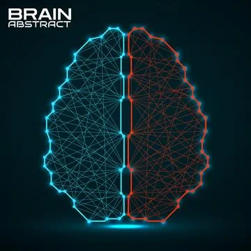 Polygonal abstract brain with connected lines. Vector illustration Stock Illustration