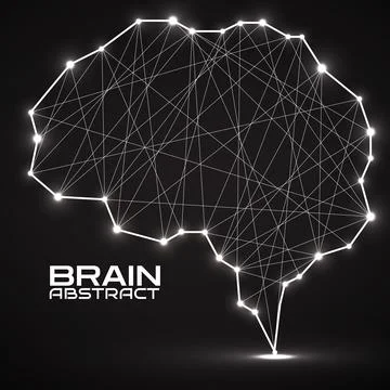 Polygonal abstract brain with connected lines. Vector illustration Stock Illustration