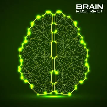 Polygonal abstract brain with connected lines. Vector illustration 스톡 일러스트