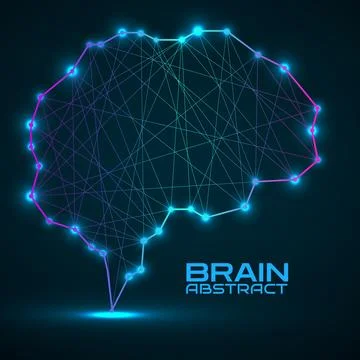 Polygonal abstract brain with connected lines. Vector illustration Illustrazione stock