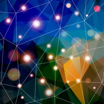 Polygonal abstract geometry background with shiny elements 스톡 일러스트