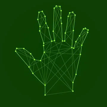 Polygonal abstract hand with connected lines. Vector illustration Stock Illustration