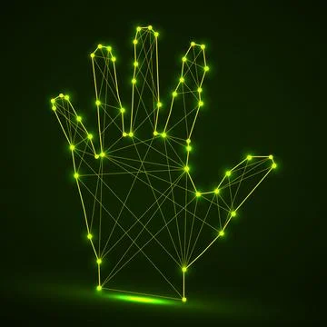 Polygonal abstract hand with connected lines. Vector illustration Stock Illustration