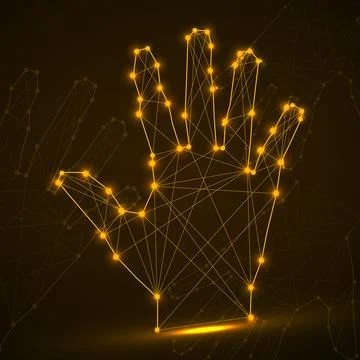 Polygonal abstract hand with connected lines. Vector illustration Stock Illustration