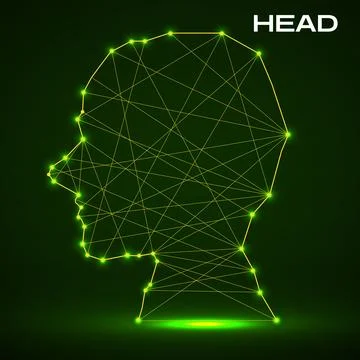 Polygonal abstract head with connected lines. Vector illustrator Stock Illustration