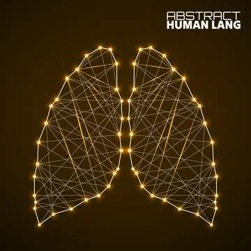 Polygonal abstract lung with connected lines. Vector illustrator Stock Illustration