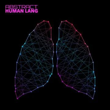 Polygonal abstract lung with connected lines. Vector illustrator Illustrazione stock