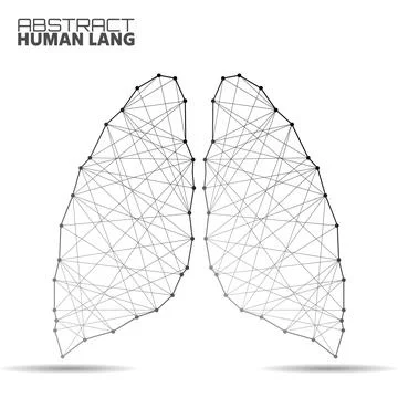 Polygonal abstract lung with connected lines. Vector illustrator Illustrazione stock