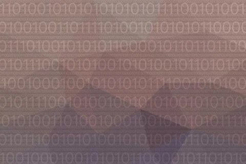 Polygonal abstract violet background with binary data Stockillustratie