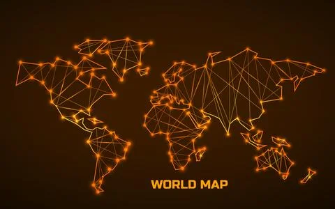 Polygonal abstract world map with connected lines, network connections. Vec.. 스톡 일러스트