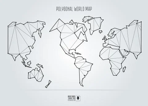 Polygonal abstract world map, USA in the center. Vector illustration. Stock Illustration