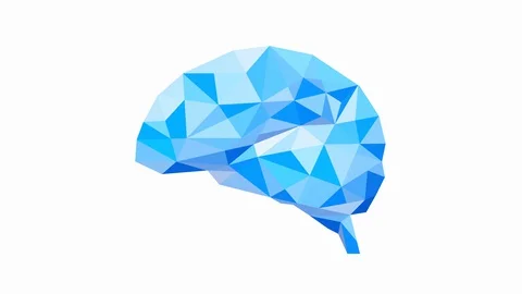 Polygonal art of human brain design on white background. Stock Footage 128743135