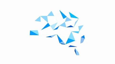 Polygonal art of human brain design on white background. Stock Footage 128745484
