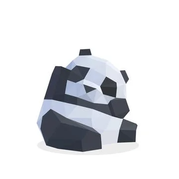 Polygonal art image of a panda. Low poly cute panda. vector illustration. イラスト素材
