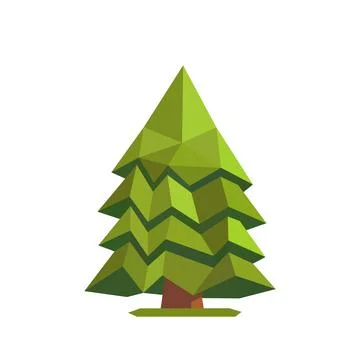 Polygonal art image of a tree. Vector illustration of a pine tree icon Stock Illustration