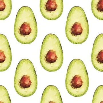 Polygonal avocado seamless pattern, vector illustration Stock Illustration