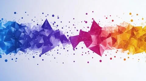 Polygonal background with colorful gradient from purple and pink to orange Stock Illustration