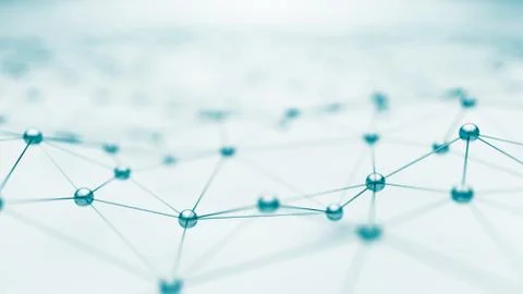 Polygonal background of low poly surface with connected pheres and lines Stock-Illustration
