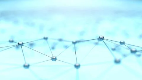Polygonal background of low poly surface with connected pheres and lines Illustrazione stock