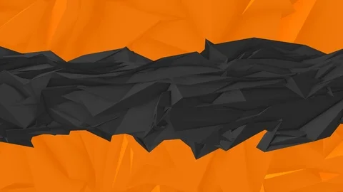 Polygonal background with orange and black lines and triangles.Low-poly dark Video stock 120750291