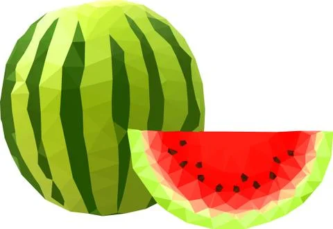 Polygonal big watermelon Stock Illustration