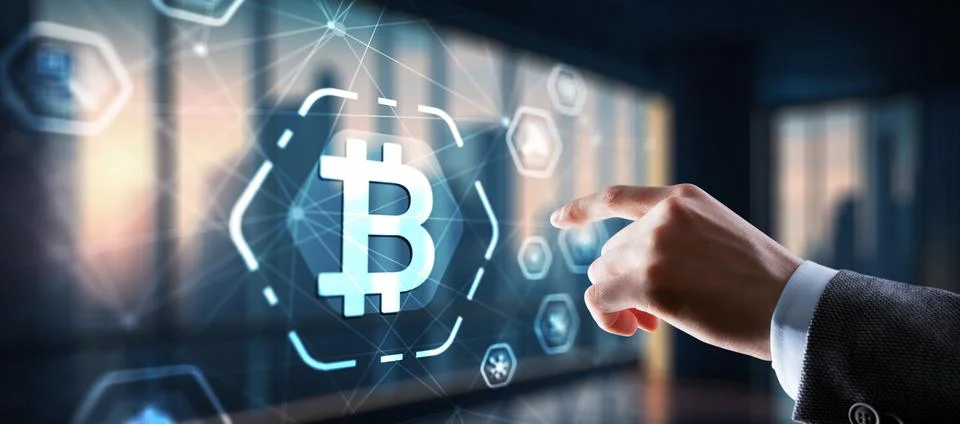 Polygonal bitcoin background technology concept 2024 Stock Photos