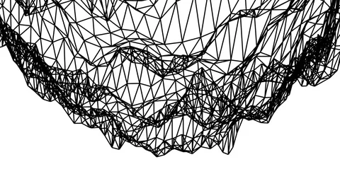 Polygonal black mesh is slowly moving on a white background. abstract background Stock Footage 82444228