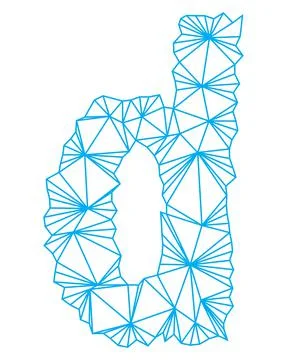 Polygonal blue outline font.Lowercase vector letter. Illustrazione stock