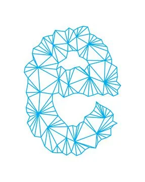 Polygonal blue outline font.Lowercase vector letter. Stock Illustration