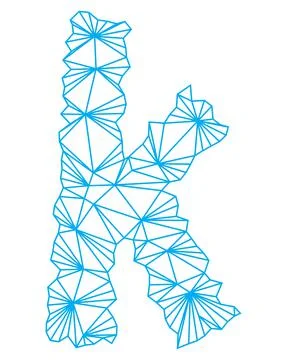 Polygonal blue outline font.Lowercase vector letter. Stock Illustration