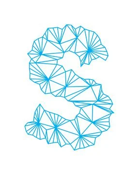 Polygonal blue outline font.Lowercase vector letter. Stock Illustration