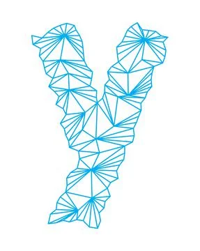 Polygonal blue outline font.Lowercase vector letter. Stock Illustration