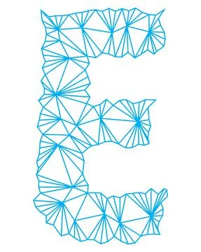 Polygonal blue outline font.Uppercase vector letter. Stock Illustration