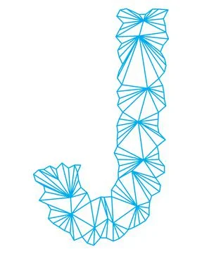 Polygonal blue outline font.Uppercase vector letter. Stock Illustration