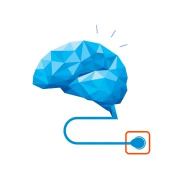 Polygonal brain design plug in. Activate your brain concept. Stock Illustration
