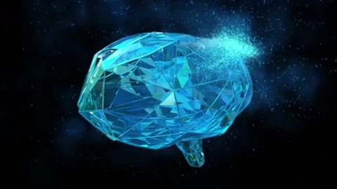 Polygonal brain shape with glowing lines and dots. Stock Footage 99174199