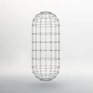 Polygonal capsule. The capsule of the lines connected dots. Atomic lattice イラスト素材